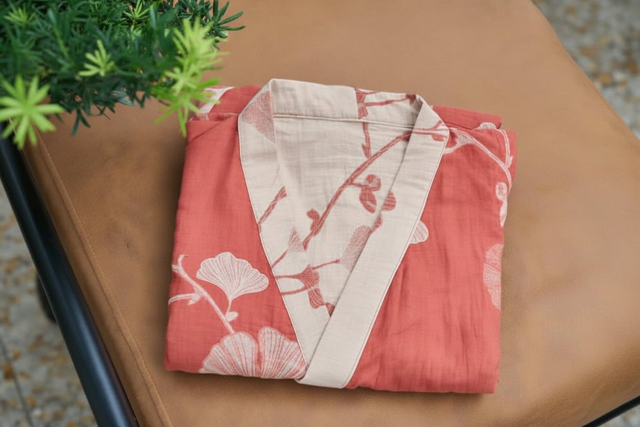Reversible Cotton Kimono Bathrobe