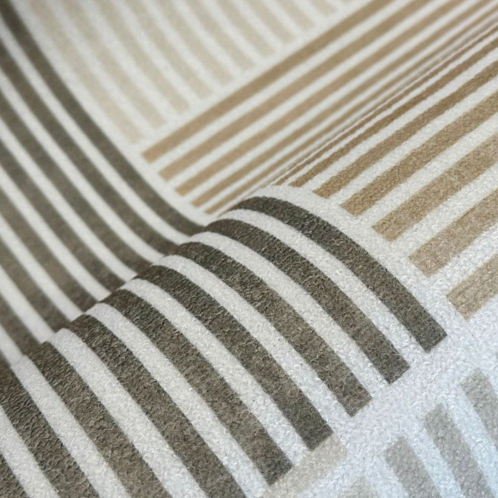 Round Polyester Area Rug with Geometric Pattern – Washable Modern Floor Carpet