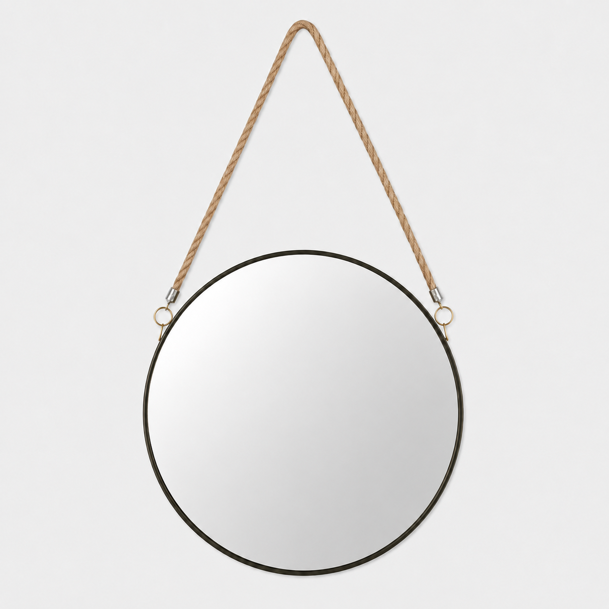 Round Wall Mirror with Hanging Rope