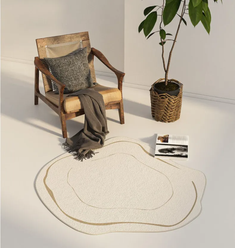 Round Geometric Polyester Area Rug with Modern Minimalist Design