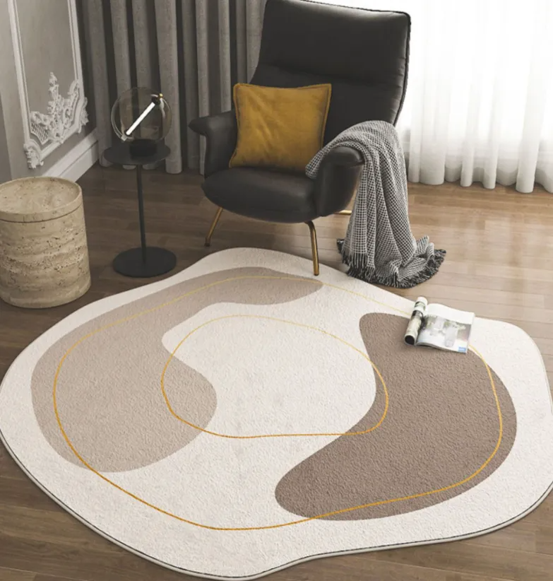 Round Geometric Polyester Area Rug with Modern Minimalist Design