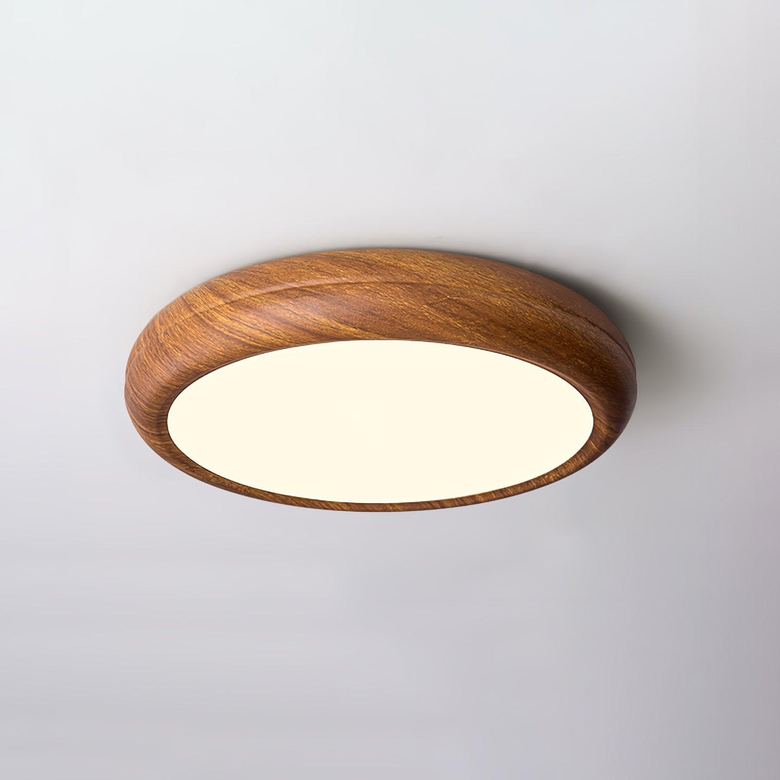 Scandinavian LED Ceiling Light with Wood Effect Finish and Even Illumination