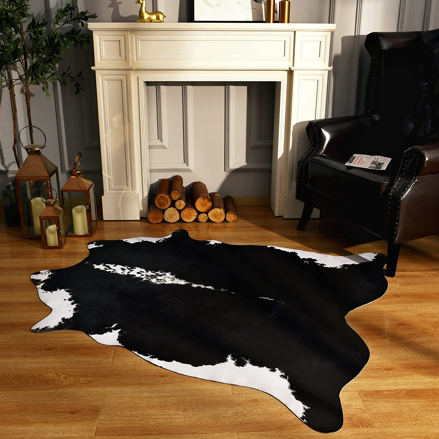 Scandinavian Polyester Area Rug with Animal Print
