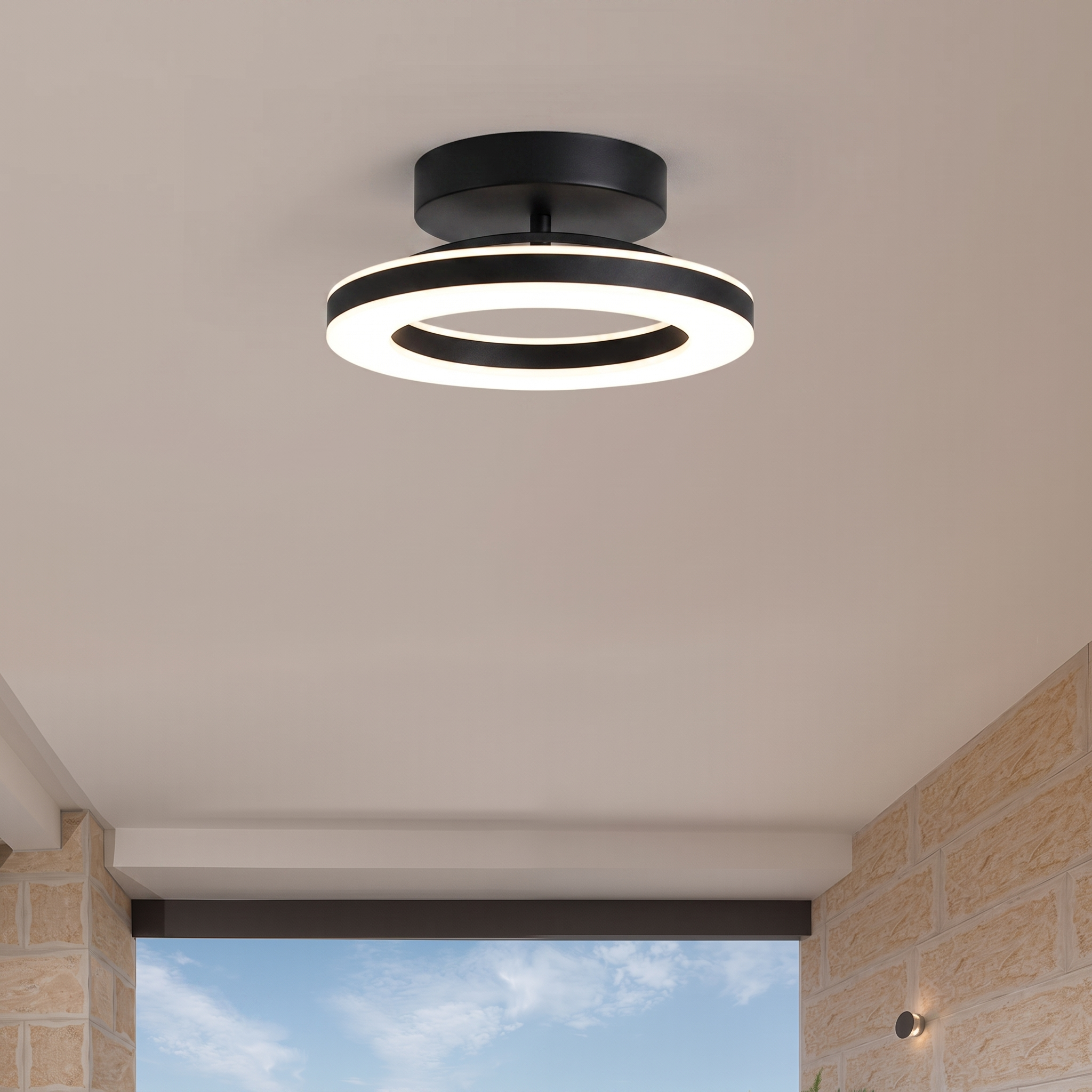 Scandinavian Wood Ring Ceiling Lamp