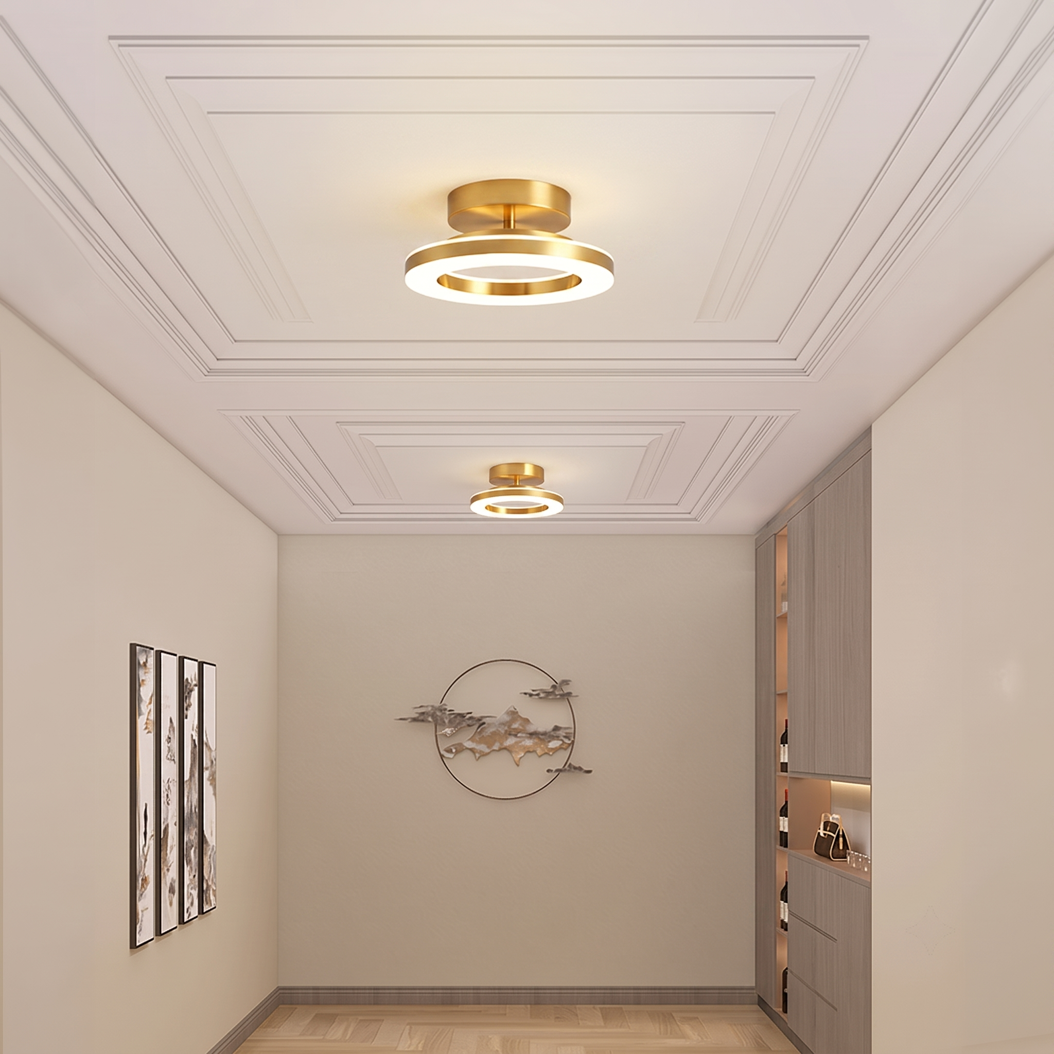 Scandinavian Wood Ring Ceiling Lamp