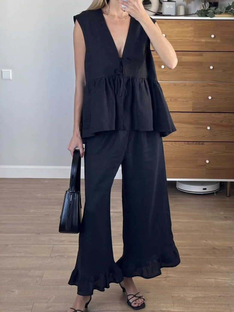 Sleeveless Vest And Pants Set Women