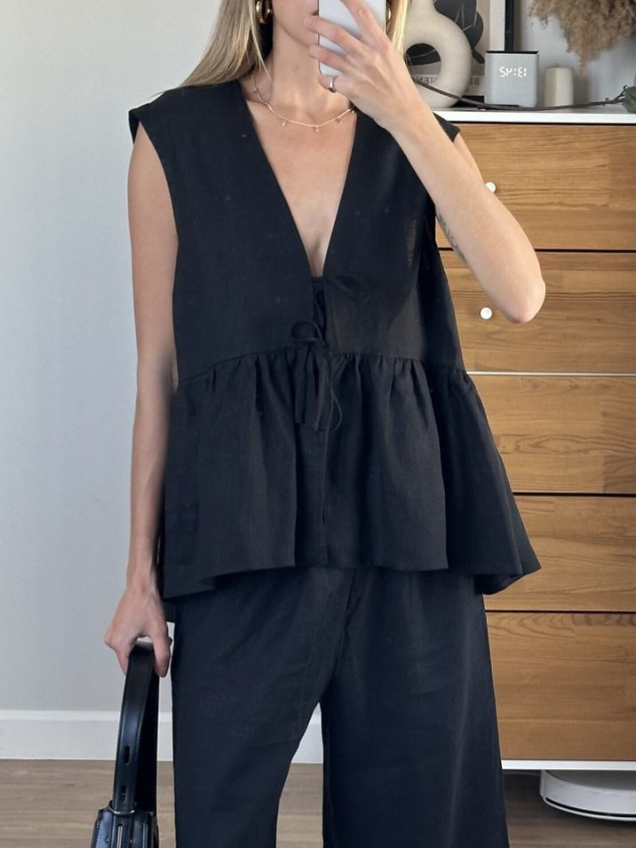 Sleeveless Vest And Pants Set Women