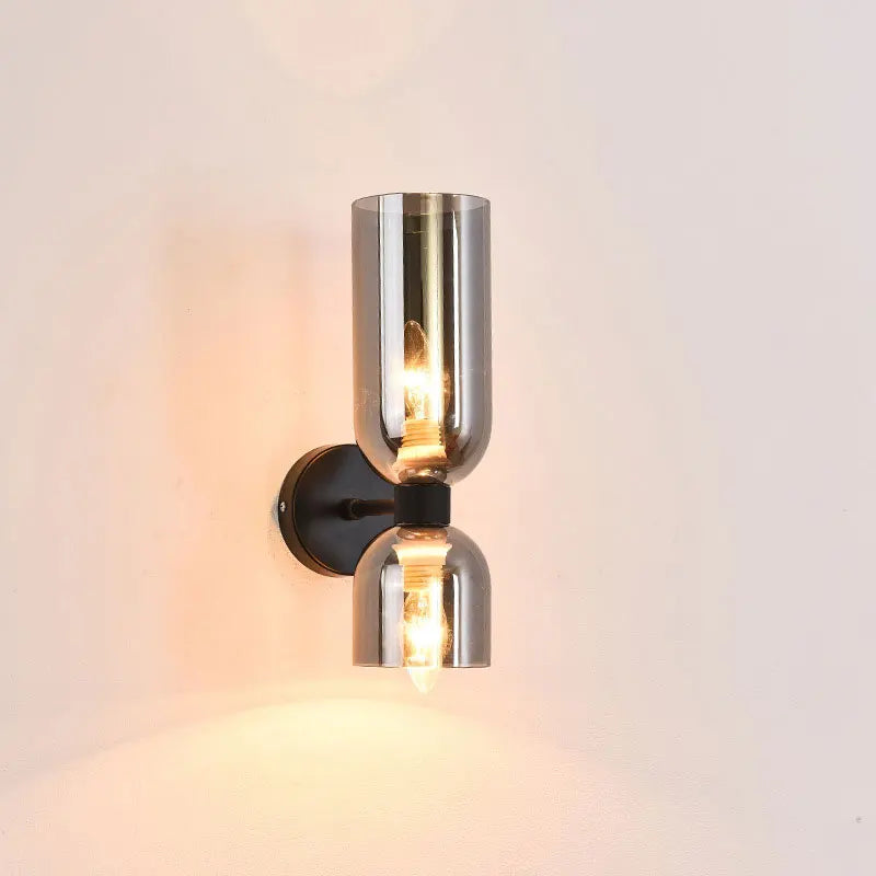 Smoked Glass Up-and-Down Wall Light with Gold Finish