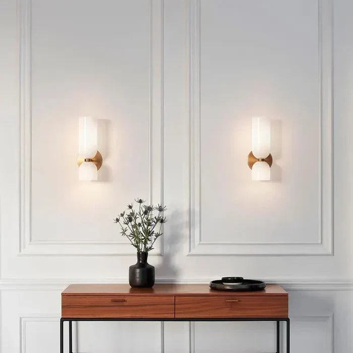 Smoked Glass Up-and-Down Wall Light with Gold Finish