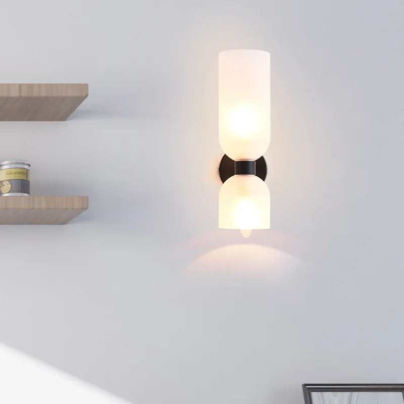 Smoked Glass Up-and-Down Wall Light with Gold Finish