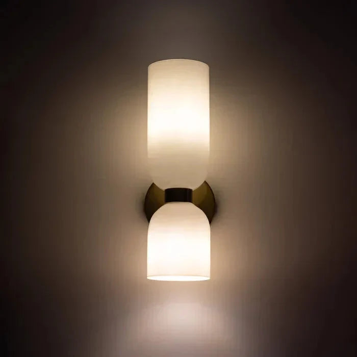 Smoked Glass Up-and-Down Wall Light with Gold Finish