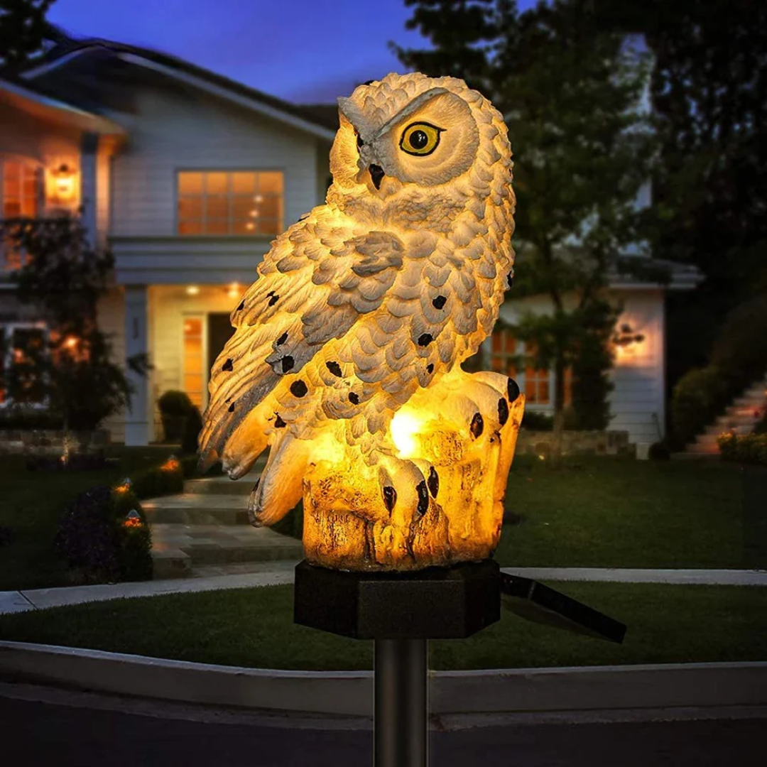 Solar Owl Garden Pathway Light with Warm LED Glow, Outdoor Stake Lamp for Lawn and Walkway Decoration