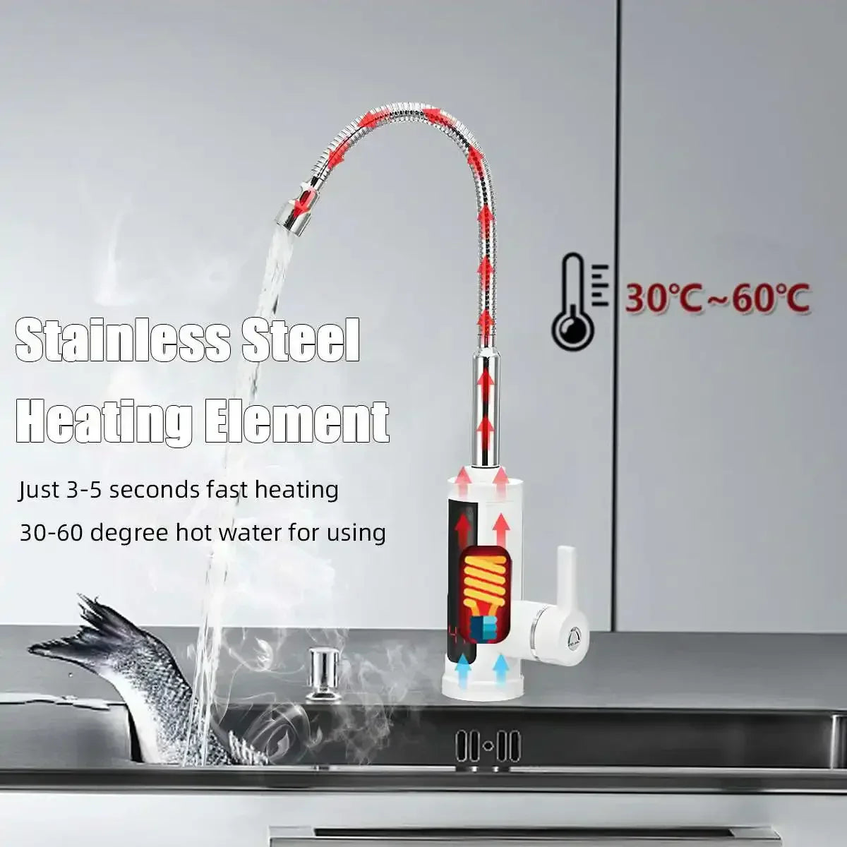 Stainless Steel Dual-Function Instant Hot Water Electric Hot Water Faucet