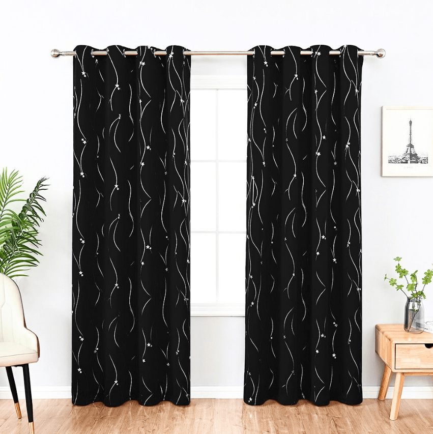 Star Pattern Insulating Curtains with Soft Fabric and Elegant Room Design