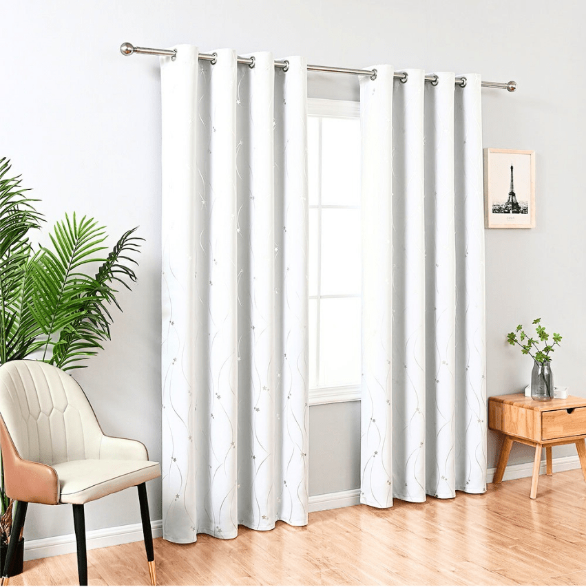 Star Pattern Insulating Curtains with Soft Fabric and Elegant Room Design