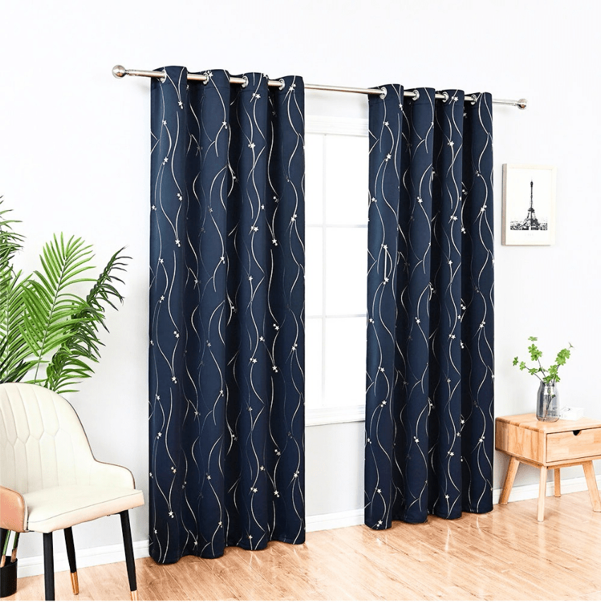 Star Pattern Insulating Curtains with Soft Fabric and Elegant Room Design