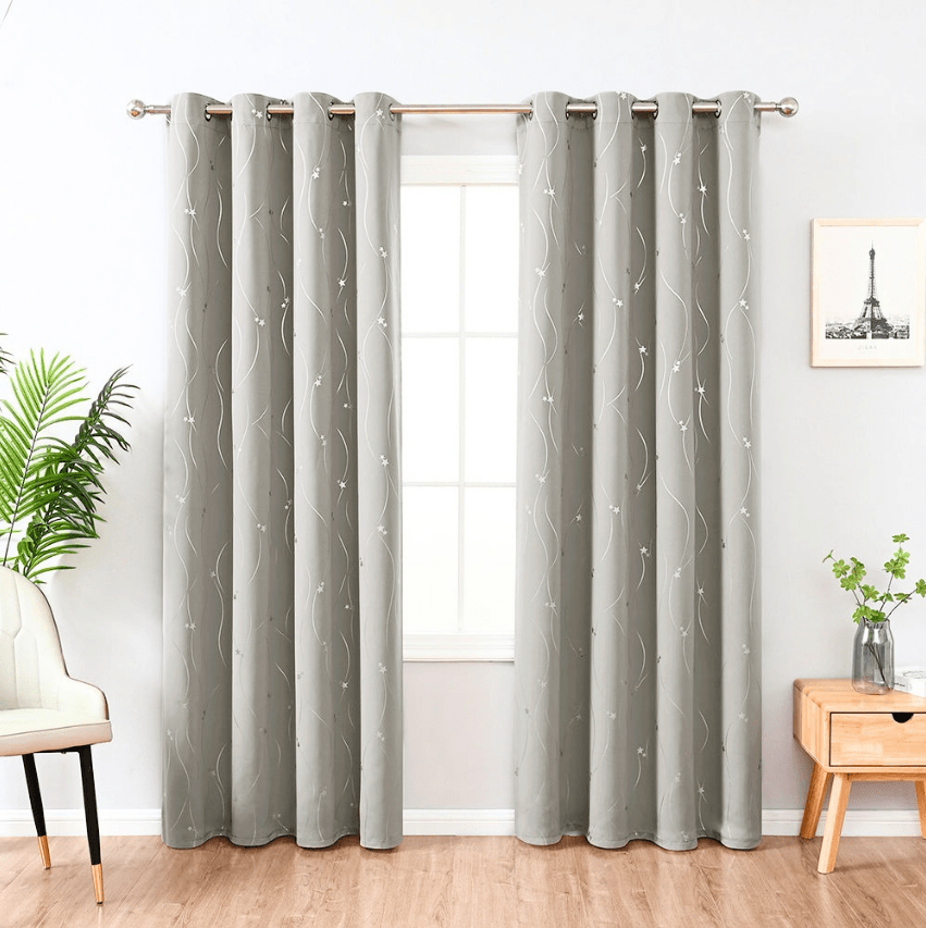 Star Pattern Insulating Curtains with Soft Fabric and Elegant Room Design