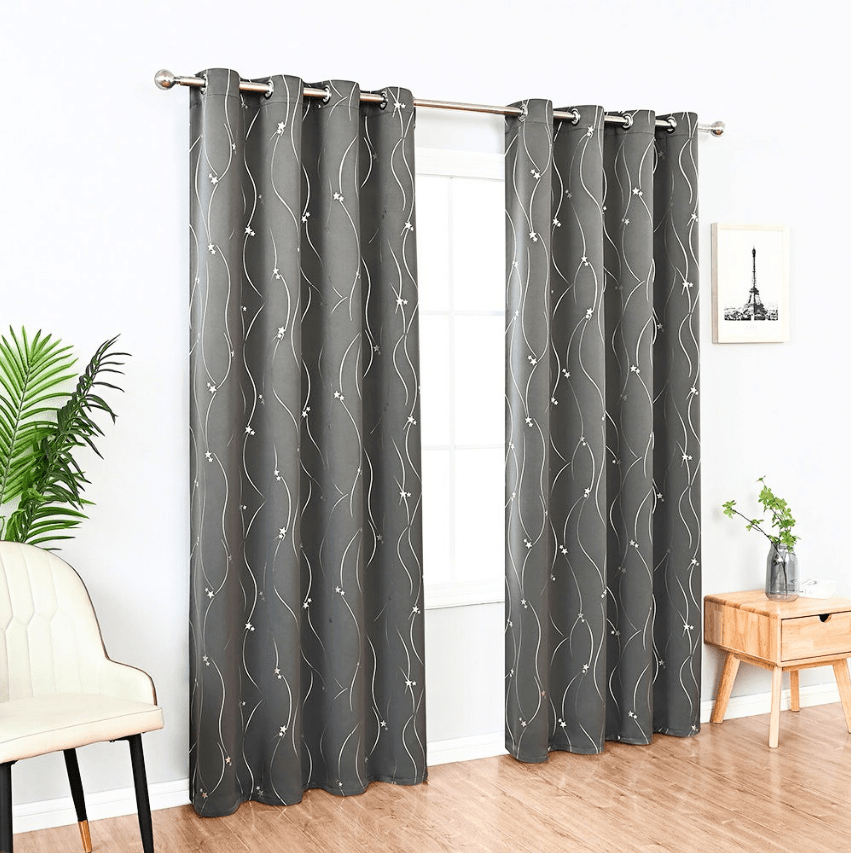 Star Pattern Insulating Curtains with Soft Fabric and Elegant Room Design