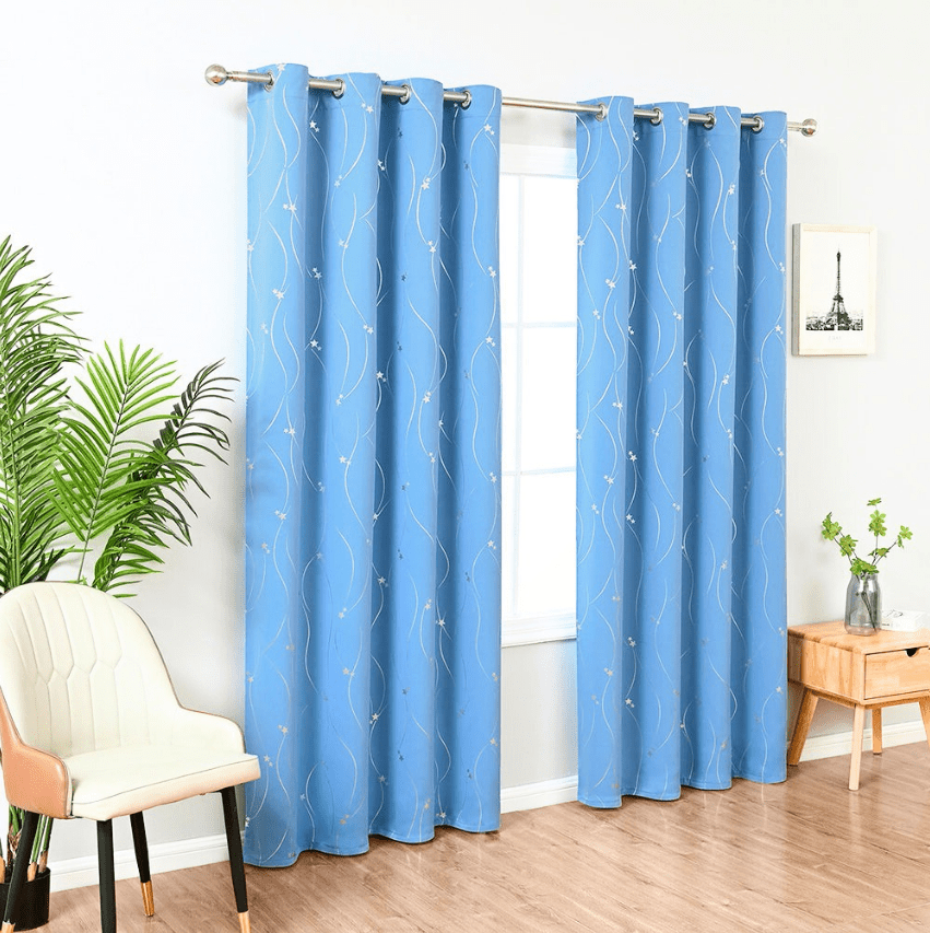 Star Pattern Insulating Curtains with Soft Fabric and Elegant Room Design