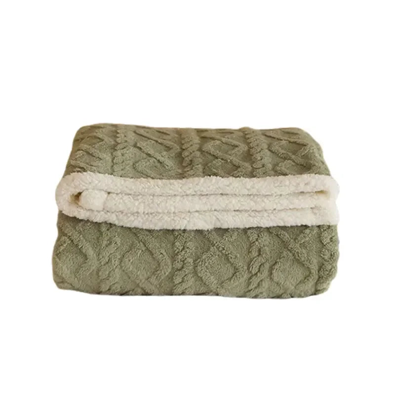 Thick Double-Sided Winter Fleece Blanket with Lamb Wool and Microfibre Flannel