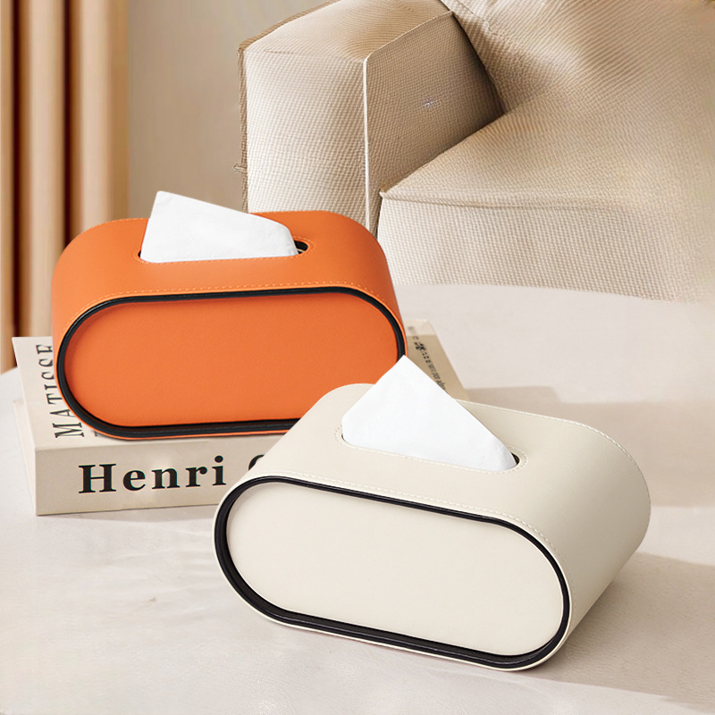 Tissue Box Cover – Rounded Rectangular Tissue Holder with Contrasting Trim