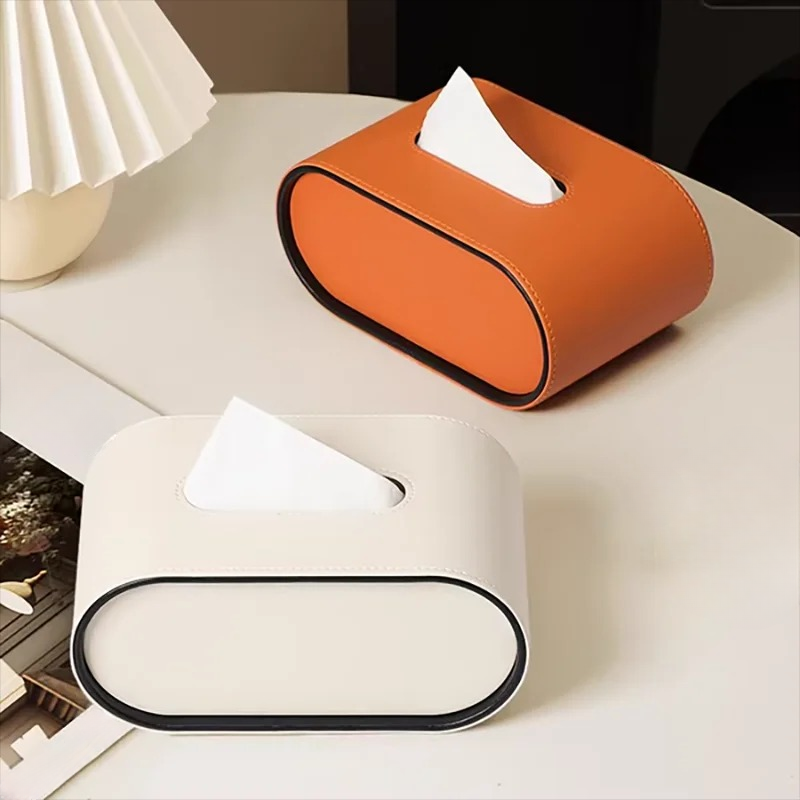 Tissue Box Cover – Rounded Rectangular Tissue Holder with Contrasting Trim