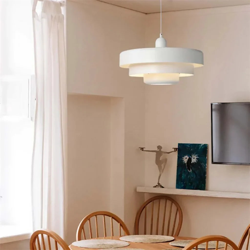 Triple Layer Disc Macaron Pendant Light with Adjustable Height