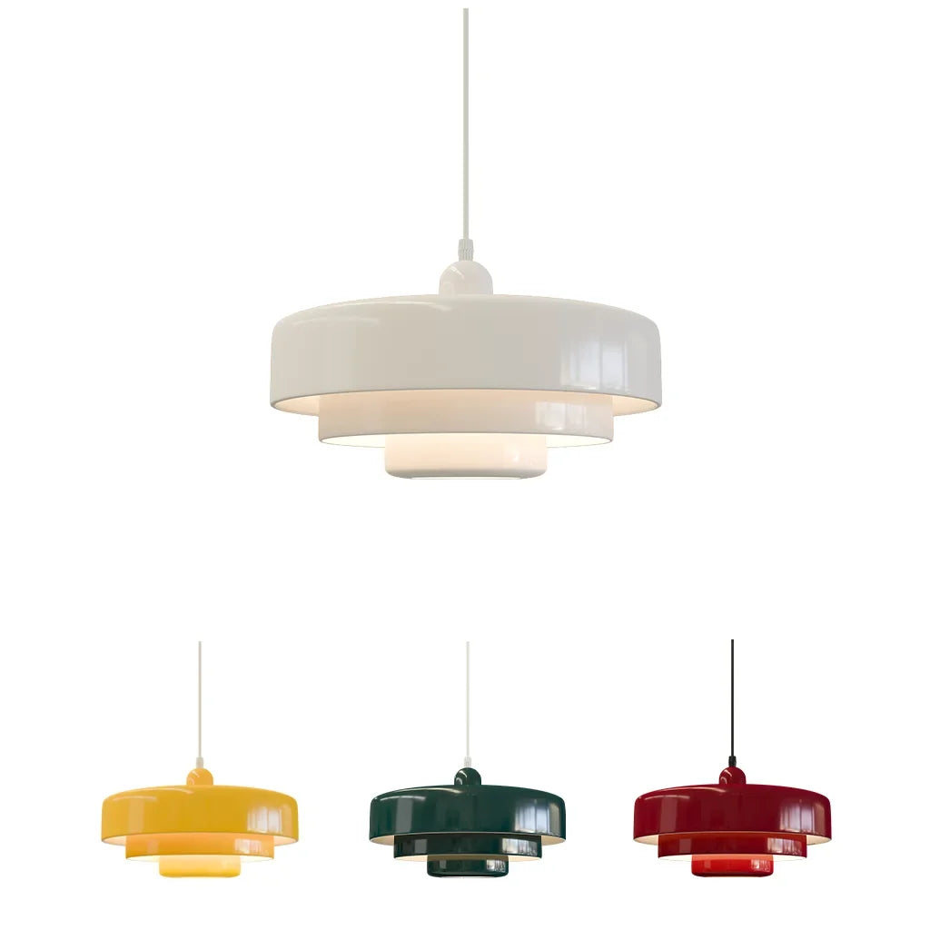 Triple Layer Disc Macaron Pendant Light with Adjustable Height