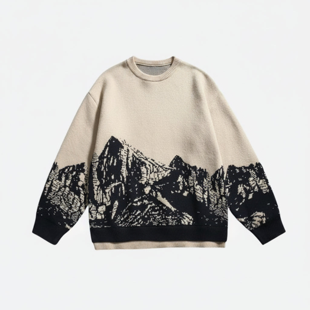Men's Vintage Contrast-Colour Knit Sweater