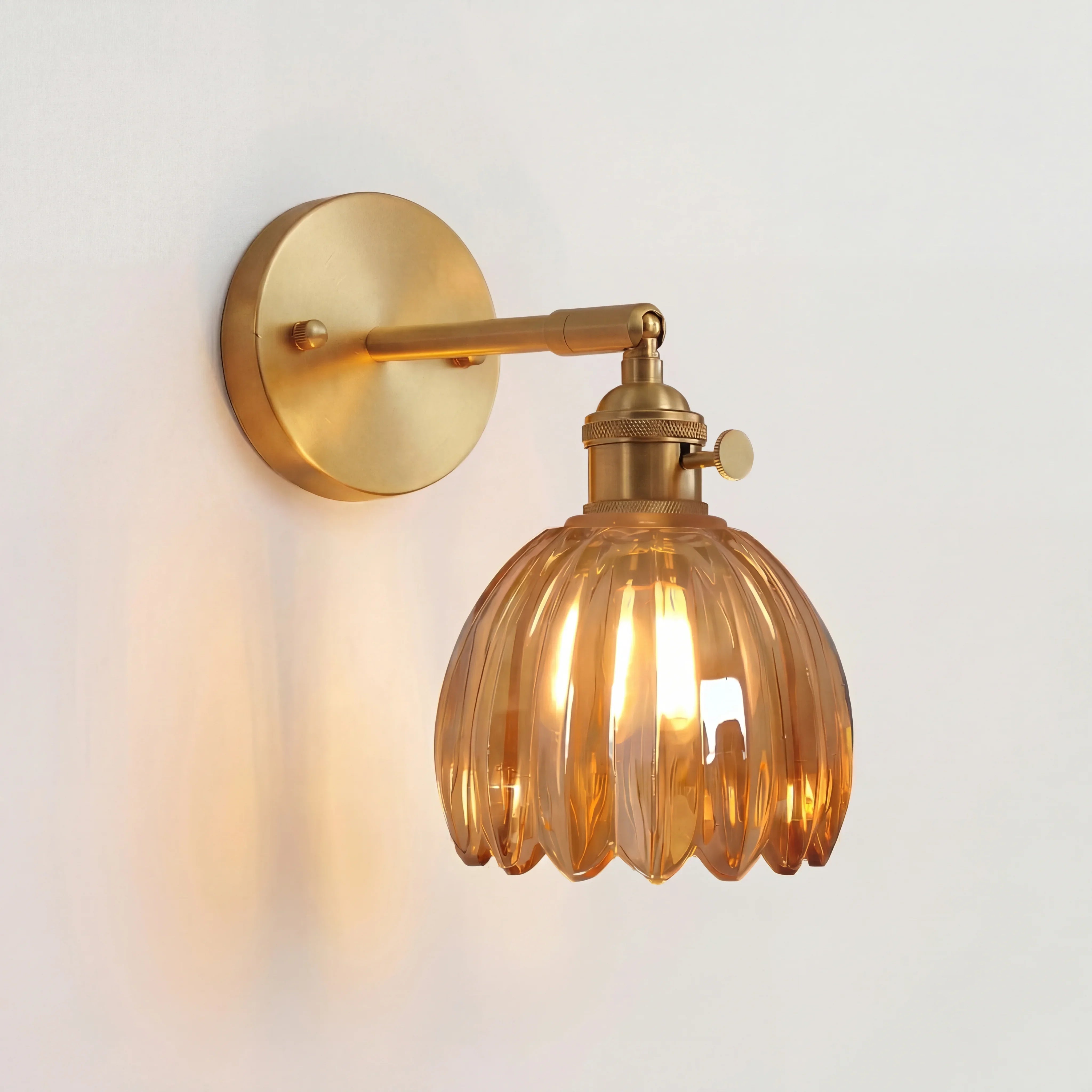 Vintage Lotus Glass Wall Light with Rotatable Tulip Shade