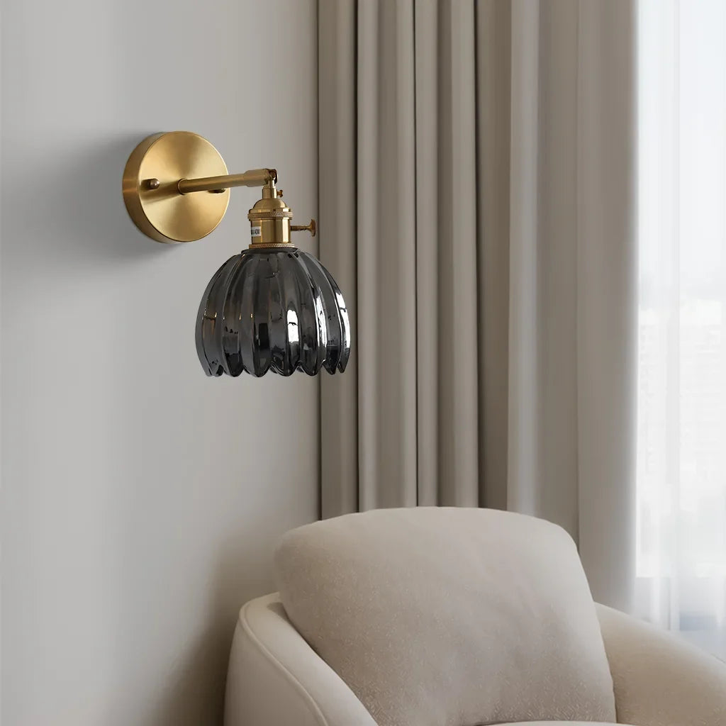 Vintage Lotus Glass Wall Light with Rotatable Tulip Shade