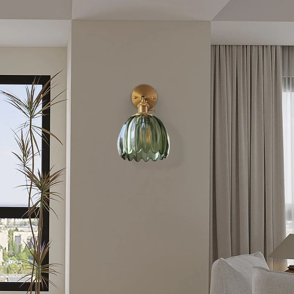 Vintage Lotus Glass Wall Light with Rotatable Tulip Shade