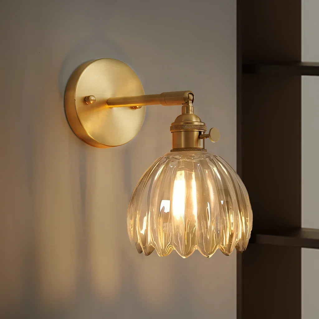 Vintage Lotus Glass Wall Light with Rotatable Tulip Shade