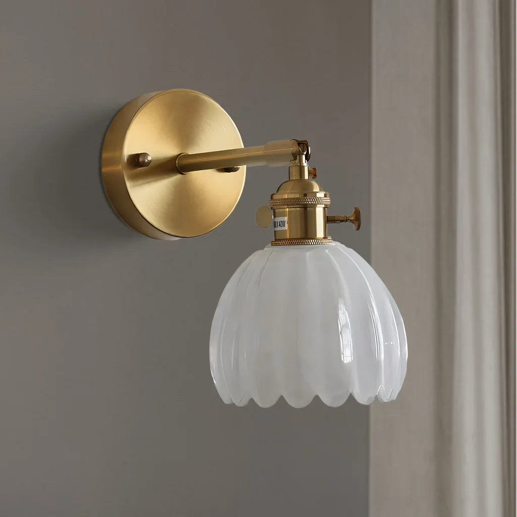 Vintage Lotus Glass Wall Light with Rotatable Tulip Shade