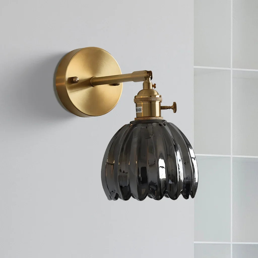Vintage Lotus Glass Wall Light with Rotatable Tulip Shade
