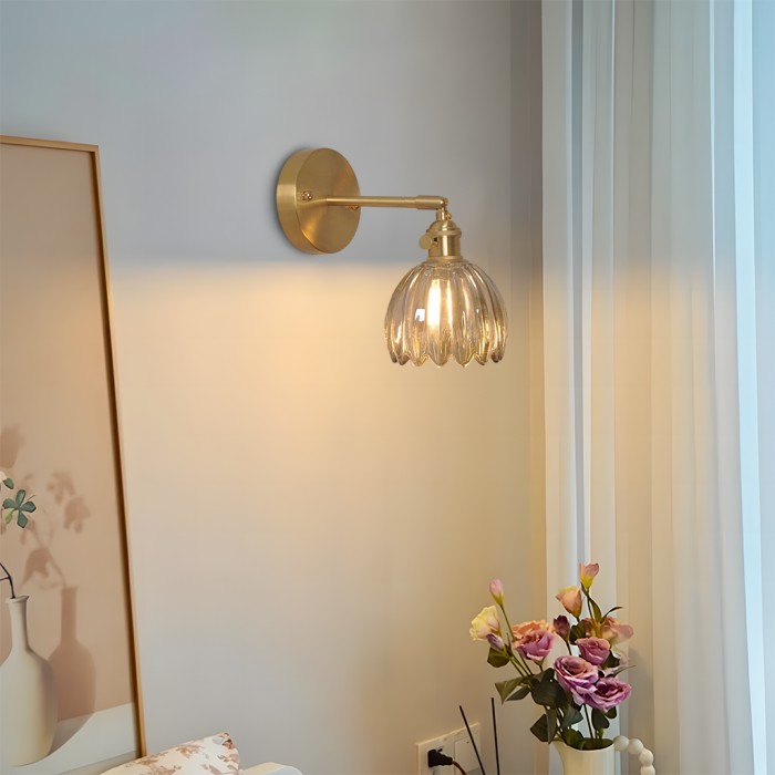 Vintage Lotus Glass Wall Light with Rotatable Tulip Shade