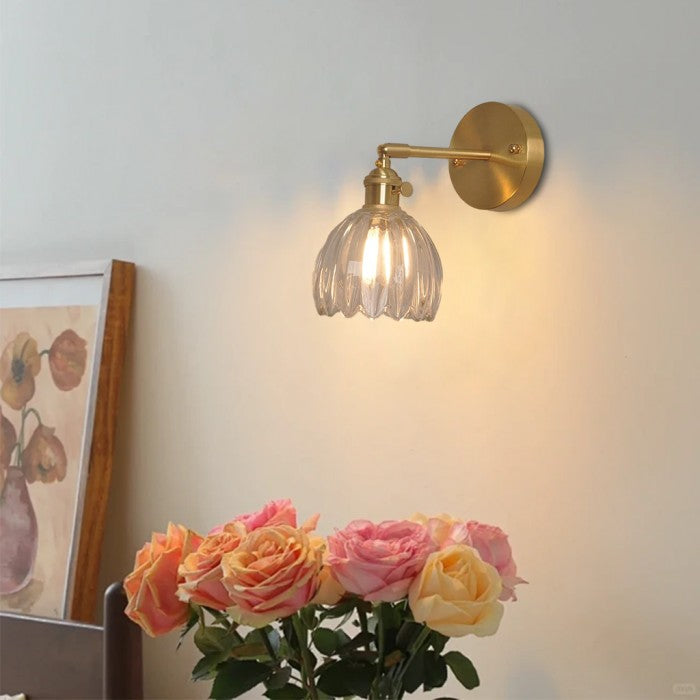 Vintage Lotus Glass Wall Light with Rotatable Tulip Shade