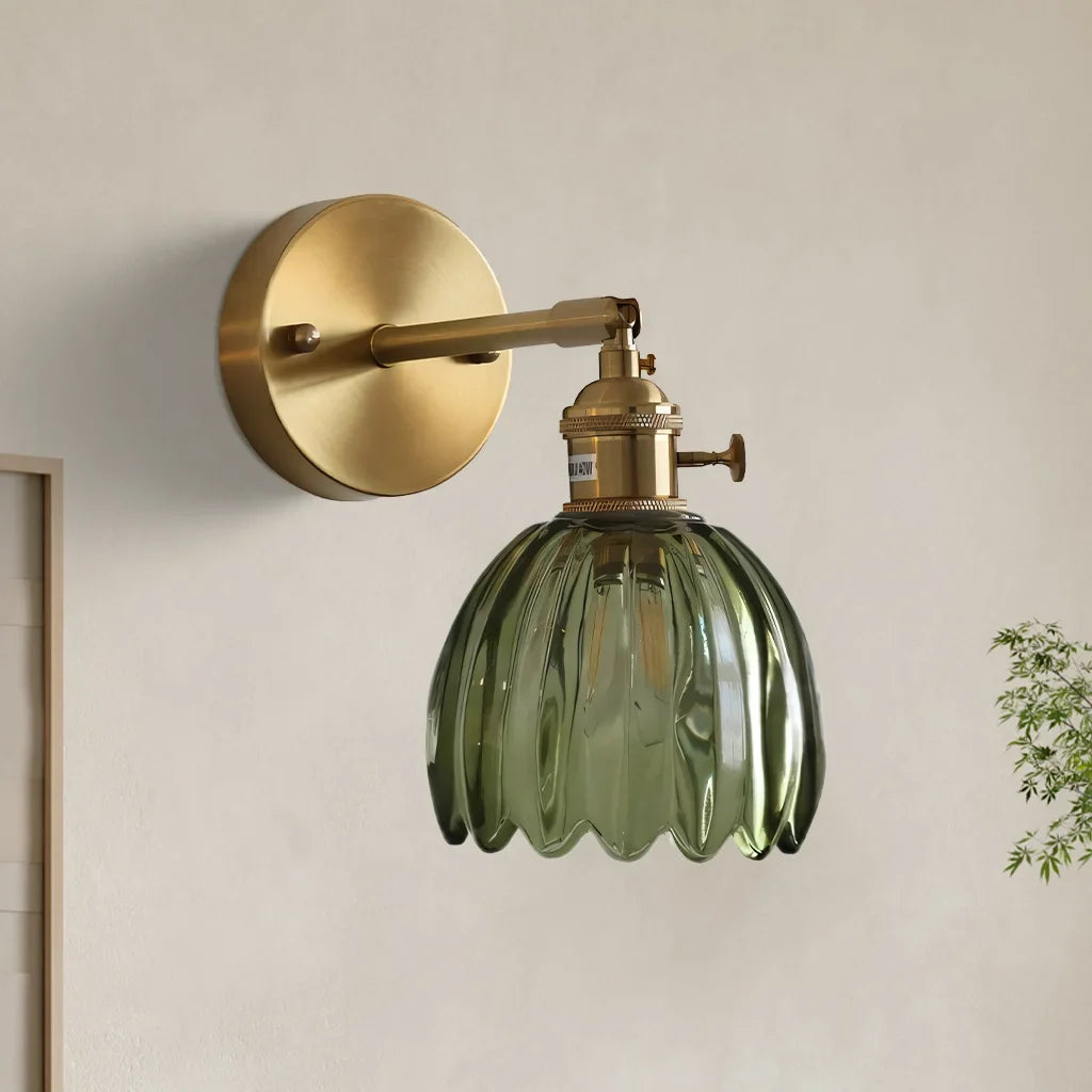 Vintage Lotus Glass Wall Light with Rotatable Tulip Shade