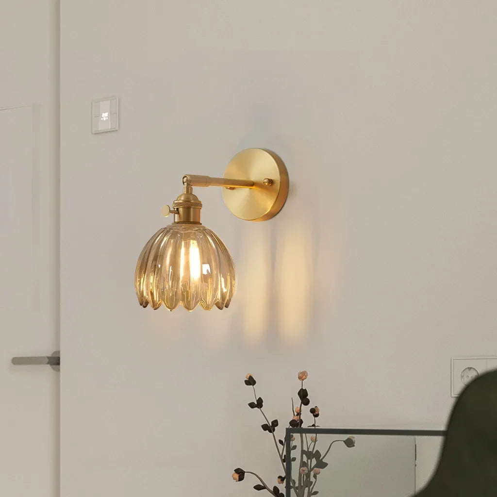 Vintage Lotus Glass Wall Light with Rotatable Tulip Shade