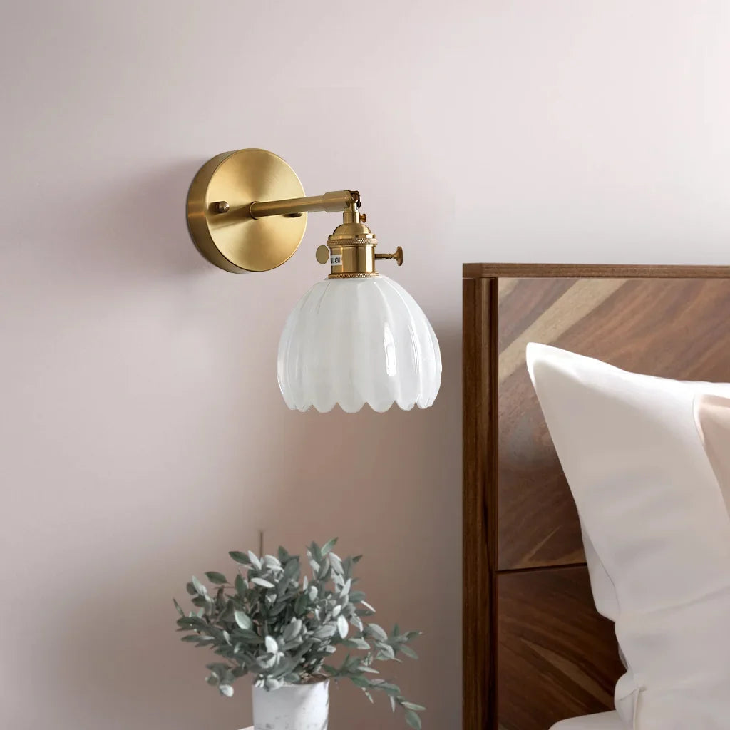 Vintage Lotus Glass Wall Light with Rotatable Tulip Shade
