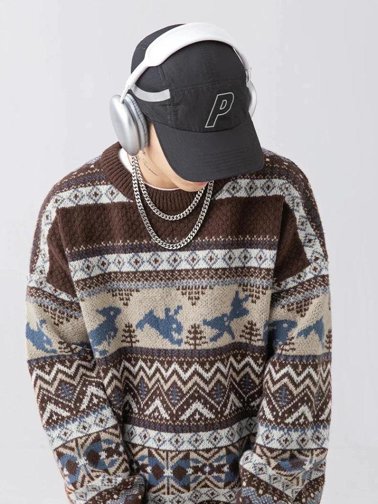 Vintage Rabbit Pattern Sweater