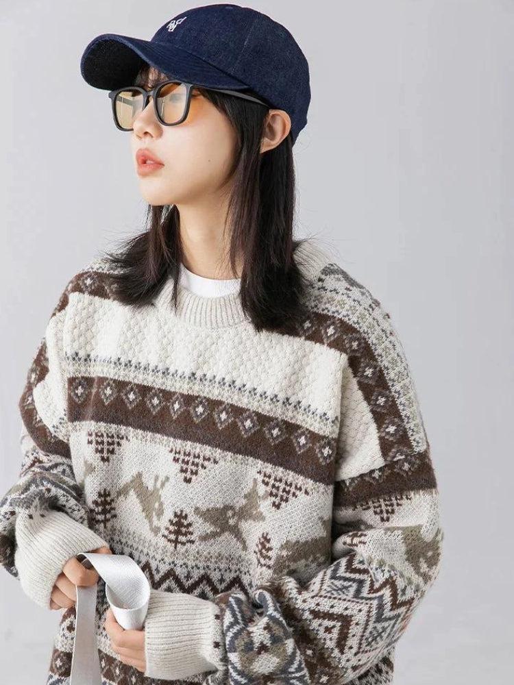 Vintage Rabbit Pattern Sweater
