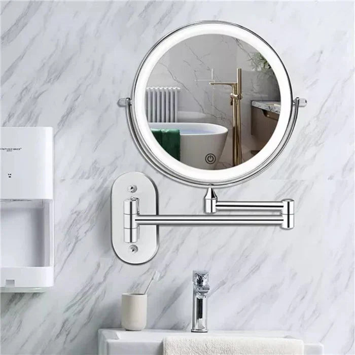 Wall-Mounted LED Magnifying Cosmetic Mirror with Touch Control