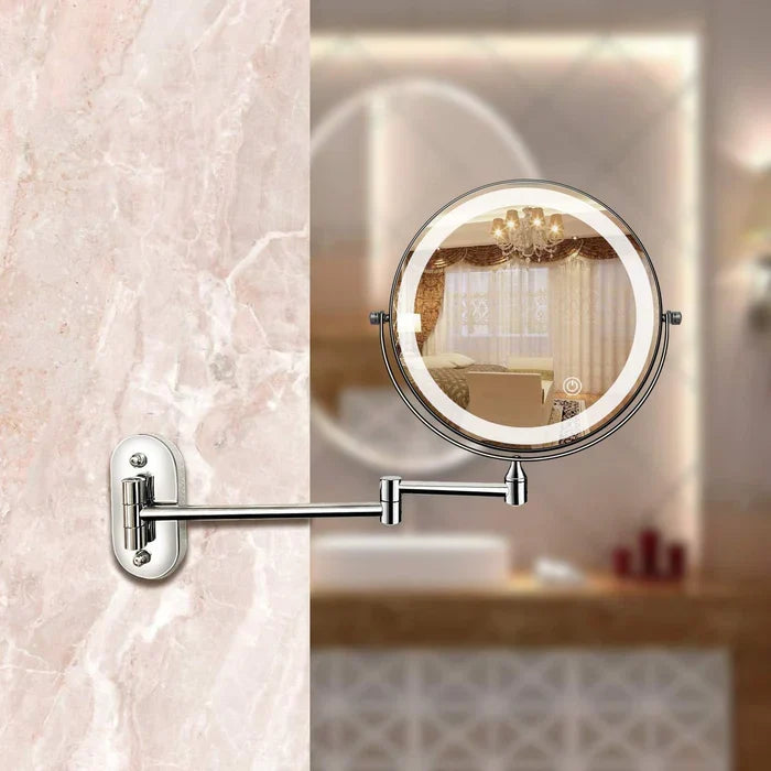 Wall-Mounted LED Magnifying Cosmetic Mirror with Touch Control