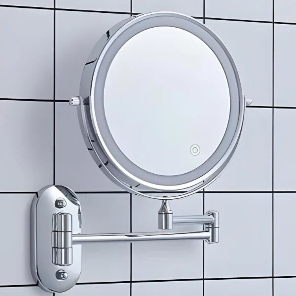 Wall-Mounted LED Magnifying Cosmetic Mirror with Touch Control