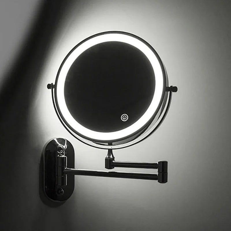 Wall-Mounted LED Magnifying Cosmetic Mirror with Touch Control