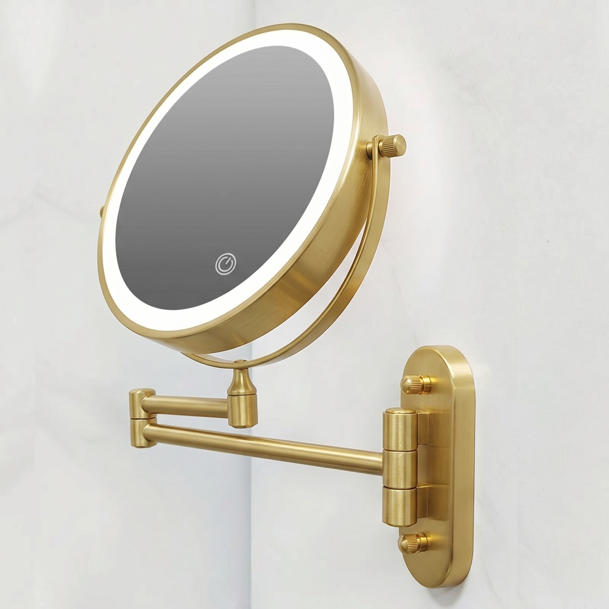 Wall-Mounted LED Magnifying Cosmetic Mirror with Touch Control