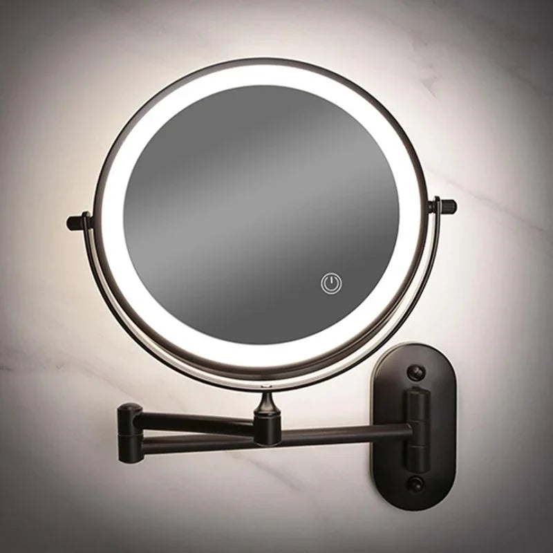 Wall-Mounted LED Magnifying Cosmetic Mirror with Touch Control