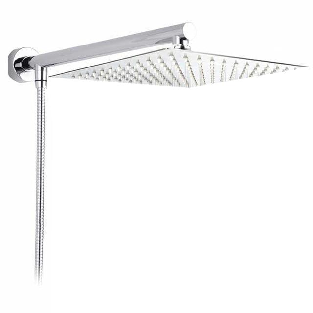Wall-Mounted Rainfall Shower Head with Ultra-Slim Design and Chrome Finish