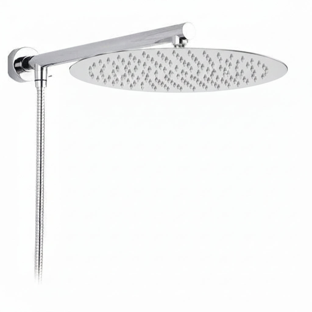 Wall-Mounted Rainfall Shower Head with Ultra-Slim Design and Chrome Finish